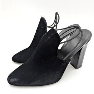 Via Spiga Arina Women's Velvet Slingback Heels Mule Almond Toe Black Size US10